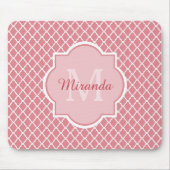 Chic Pink Quatrefolie Monogramm mit Name Mousepad (Vorne)