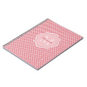 Chic Pink Quatrefolie Monogramm mit Name Notizblock (Linke Seite)