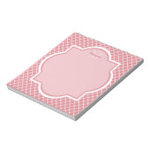 Chic Pink Quatrefolie Monogramm mit Name Notizblock (Rotiert)