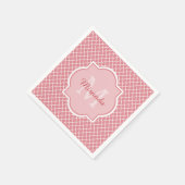 Chic Pink Quatrefolie Monogramm mit Name Serviette (Ecke)
