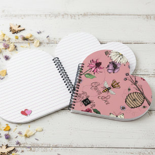 Chic Pink Queen Bee & Royal Crown Floral Notizblock