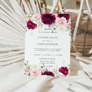 Chic Pink Raspberry Blush Pink Blumenzange Einladung