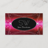 Chic Pink Red Black Verziert Sparkle Jewels Initia Visitenkarte (Vorderseite)