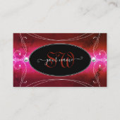 Chic Pink Red Black Verziert Sparkle Jewels Monogr Visitenkarte (Vorderseite)