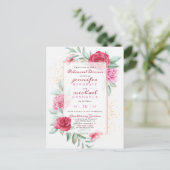 Chic Pink & Red Chic Rose Blumenkohl Probe Abendes Einladungspostkarte (Stehend Vorderseite)