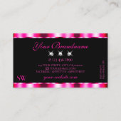 Chic Pink Red Ombre Black Sparkle Jewels Monogram Visitenkarte (Rückseite)