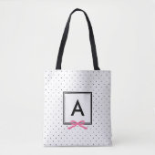 Chic Pink Ribbon Polka Dot Muster Monogramm Tasche (Vorderseite)