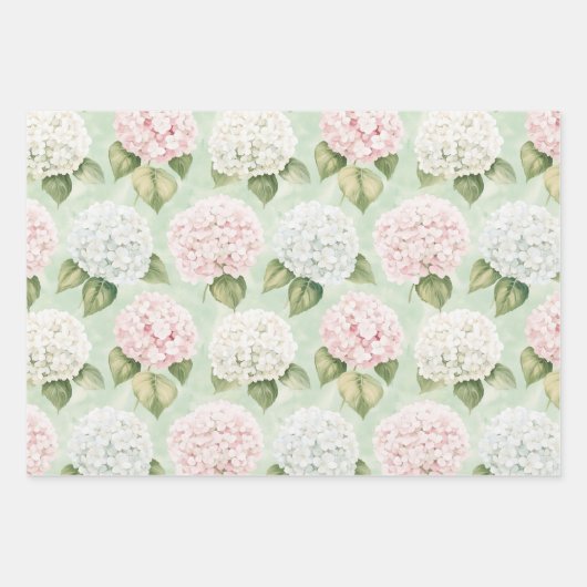 Chic Pink Romantic Blue White Floral Brautparty Geschenkpapier Set (Vorderseite 3)