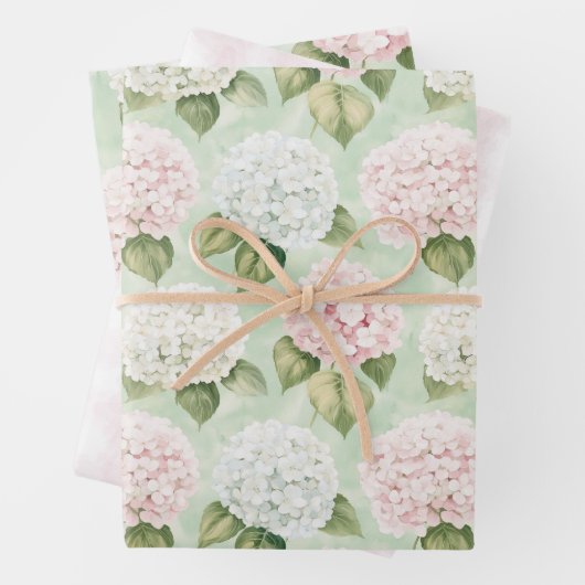 Chic Pink Romantic Blue White Floral Brautparty Geschenkpapier Set (Beispiel)