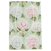 Chic Pink Romantic Blue White Floral Brautparty Mittlere Geschenktüte (Vorderseite)