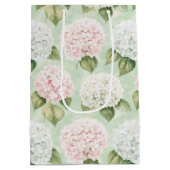 Chic Pink Romantic Blue White Floral Brautparty Mittlere Geschenktüte (Rückseite)