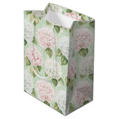 Chic Pink Romantic Blue White Floral Brautparty Mittlere Geschenktüte (Rückseite Schrägansicht)