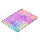 Chic pink rosa Rosa Einhorn Tropfröhre Glitzer Mon Notizblock (Linke Seite)