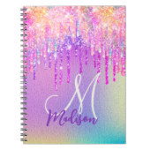 Chic pink rosa Rosa Einhorn Tropfröhre Glitzer Mon Notizblock (Vorderseite)