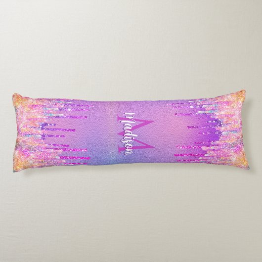 Chic pink rosa Rosa Einhorn Tropfröhre Glitzer Mon Seitenschläferkissen (Rückseite)