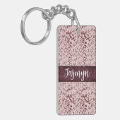 Chic Pink Rose Blush Glittery Marmor Personalisier Schlüsselanhänger (Vorderseite links)