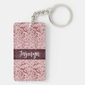 Chic Pink Rose Blush Glittery Marmor Personalisier Schlüsselanhänger (Rückseite)