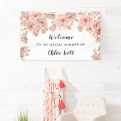 Chic Pink Rose Brautparty Willkommensbanner Banner (Insitu)