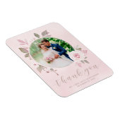 Chic Pink Rose Floral Wedding Foto Vielen Dank Magnet (Rechte Seite)