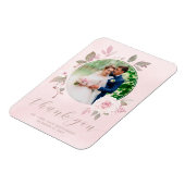 Chic Pink Rose Floral Wedding Foto Vielen Dank Magnet (Linke Seite)