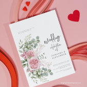 Chic Pink Rose Peony Elegante Hochzeit Einladung