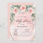Chic Pink Roses Baby Dusche Einladung (Vorne/Hinten)