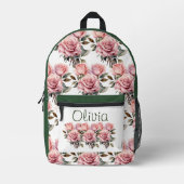 Chic Pink Roses Bedruckter Rucksack (Vorderseite)