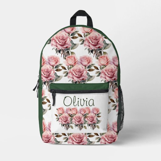 Chic Pink Roses Bedruckter Rucksack (Vorderseite)