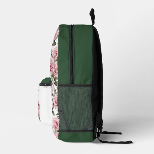 Chic Pink Roses Bedruckter Rucksack (Rechts)