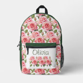 Chic Pink Roses Bedruckter Rucksack (Vorderseite)