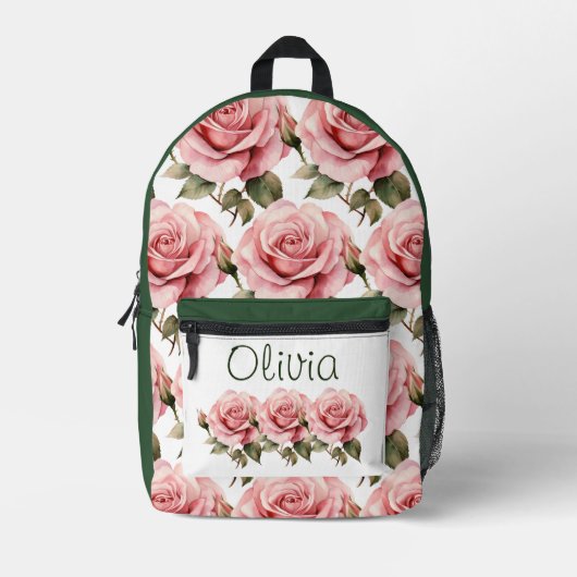 Chic Pink Roses Bedruckter Rucksack (Vorderseite)