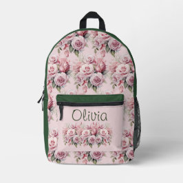 Chic Pink Roses Bedruckter Rucksack