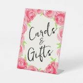 Chic Pink Roses Brautparty Karten und Geschenke Sockelschild (Vorderseite)