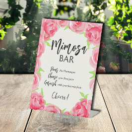 Chic Pink Roses Brautparty Mimosa Bar Sockelschild