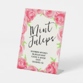 Chic Pink Roses Brautparty Minze Juleps Sockelschild (Vorderseite)