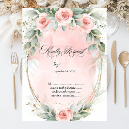 Chic Pink Roses Gold Frame UAWG Einladung
