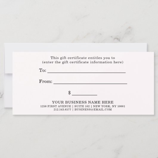 Chic Pink Roses und Trendy Script Geschenkzertifik (Rückseite)