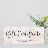 Chic Pink Roses und Trendy Script Geschenkzertifik (Stehend Vorderseite)