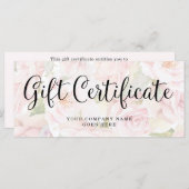 Chic Pink Roses und Trendy Script Geschenkzertifik (Vorne/Hinten)