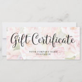 Chic Pink Roses und Trendy Script Geschenkzertifik (Vorderseite)