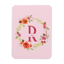 Chic Pink, Rot und Orange Wasserfarbe Blumenregen Magnet