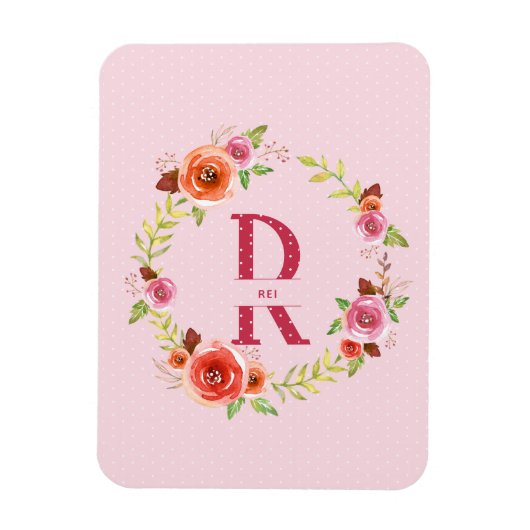 Chic Pink, Rot und Orange Wasserfarbe Blumenregen Magnet (Vertikal)