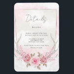 Chic Pink Sage Peony Deer Antlers Wedding Details Magnet<br><div class="desc">Dieses Design bietet Hirschgeweihe mit rosa,  blaurosa Aquarellbäckerchen und Salbei-Grün-Blätter. (Einige Designs haben ein Schild). Ideal für Ihre Hochzeitsfeiern! Dies ist ein Mix- und Match-Sammelstück. Genießen</div>