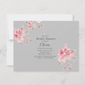 Chic Pink Sakura Blume auf Grau Brautparty Einladung (Vorderseite)