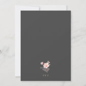 Chic Pink Sakura Blume auf Grau Einladung (Rückseite)