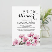 Chic Pink Sakura Botanisches Brautparty Einladung (Stehend Vorderseite)