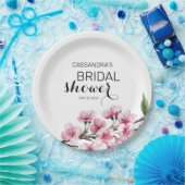 Chic Pink Sakura Botanisches Brautparty Pappteller (Party)