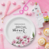 Chic Pink Sakura Botanisches Brautparty Pappteller (Party)