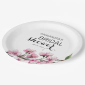 Chic Pink Sakura Botanisches Brautparty Pappteller (Schrägansicht)