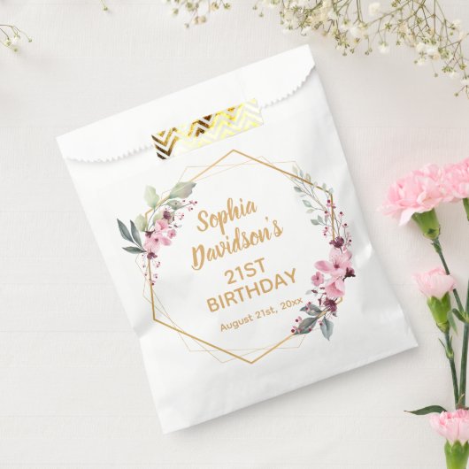 Chic PInk Sakura Flowers 21st Birthday Favor Bags Geschenktütchen (Versiegelt)